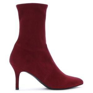 Genuine - Stuart Weitzman, Cling Scarlet Red, Suede sock ankle Boots.Size 36 1/2